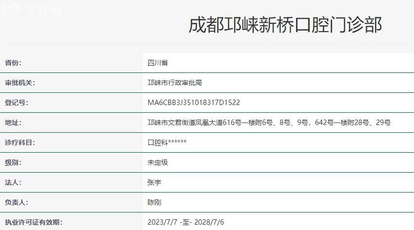 成都邛崃新桥口腔卫健委资料