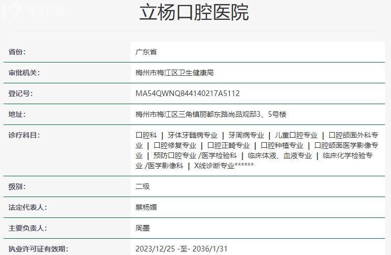 梅州立杨口腔医院资质