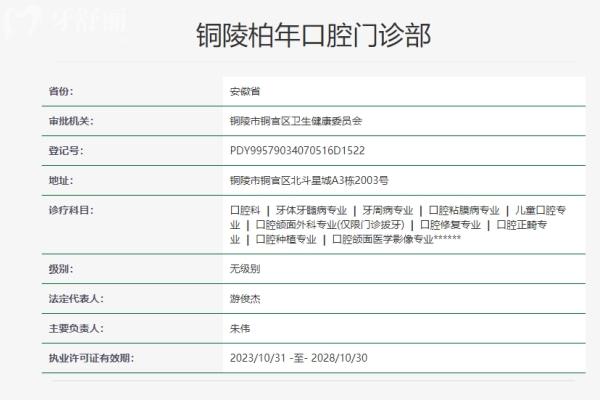 铜陵柏年口腔门诊部