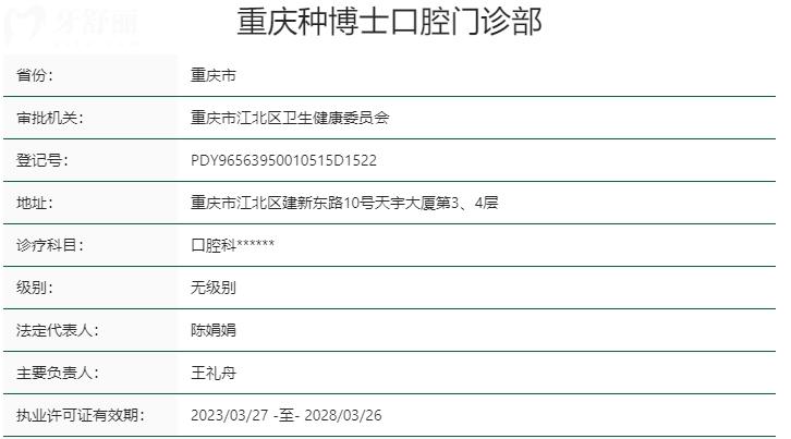 重庆种博士口腔医院资质