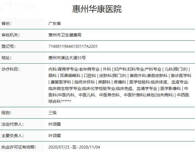 惠州华康医院口腔科资质