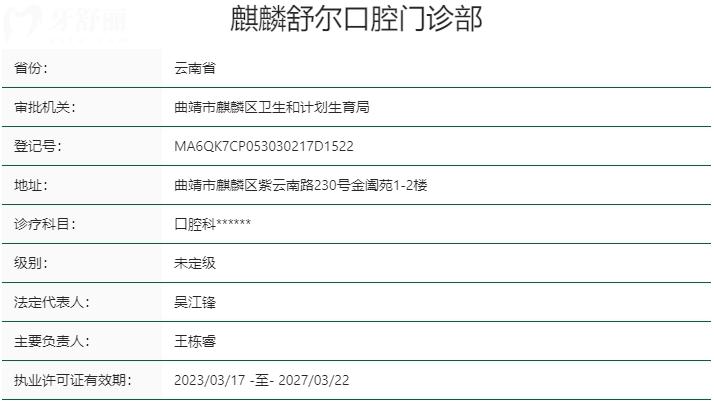 曲靖舒尔口腔医院资质