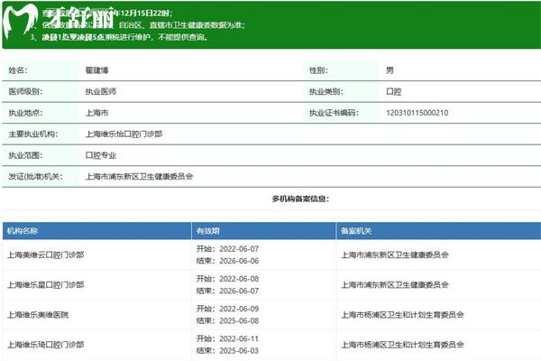 翟建博口腔医生执业资质