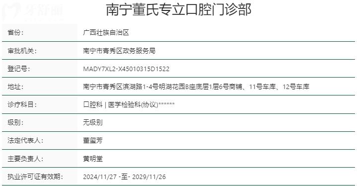 南宁董氏专立口腔门诊部资质