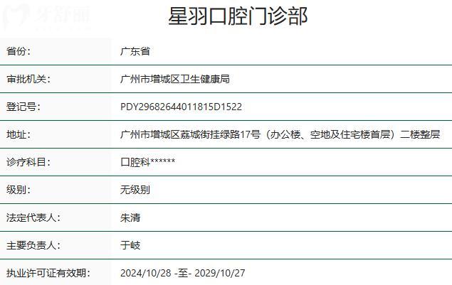 广州星羽口腔门诊部资质